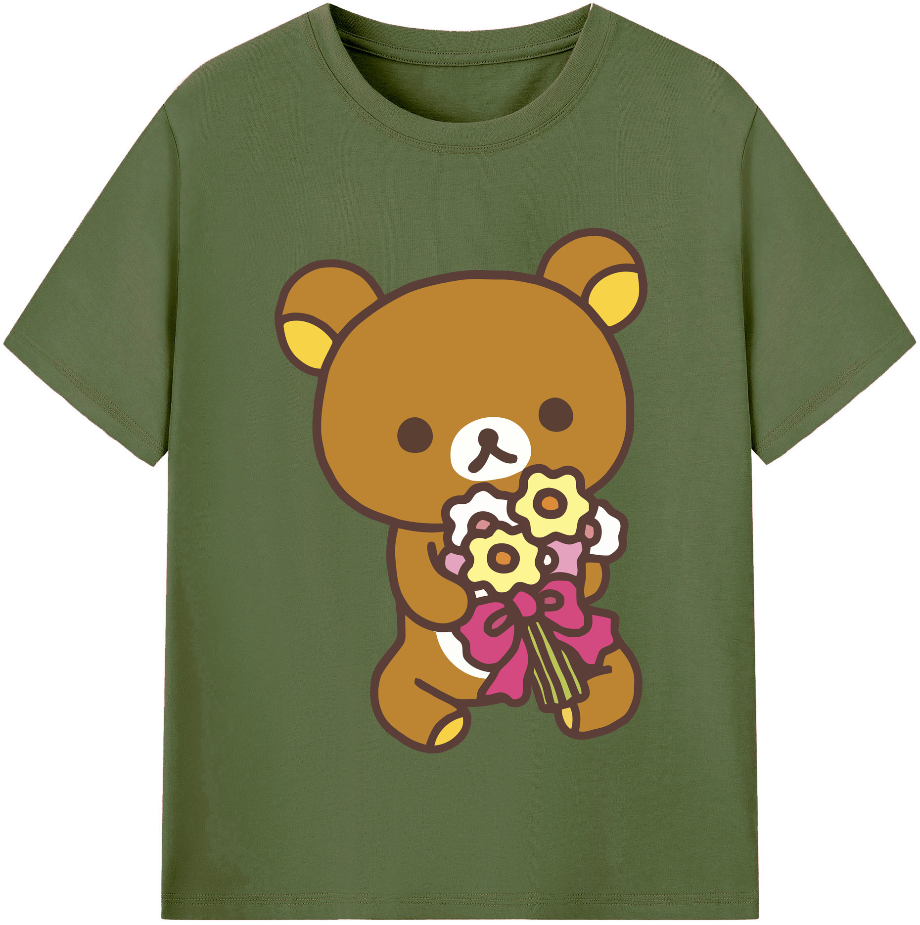 （画像用） リラックマ リラックマ キイロイトリ Rilakkuma Korilakkuma Kiiroitori 綿100％半袖Tシャツ（フロントプリント）